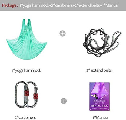 Aerial Yoga Hammock L:5M W:2.8M 5.5 Yards Aerial Pilates Silk Yoga Swing Set with 2000 Ibs Load Include Daisy Chain, Pose Guide - color: Deep Purple