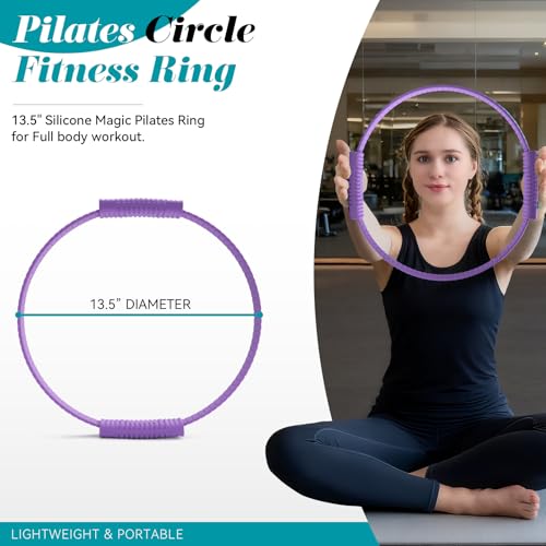 SUBCULTUREPICK Pilates Ring, Silicone Magic Pilates Rings, Lightweight & Durable Flexible Fitness Circle Exercise Equipment for Toning Arms, Thighs,Legs, Core,Yoga & Physical Therapy - color: Purple