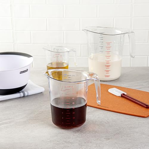 Restaurantware Plastic Measuring Cup - Chef 101 Measuring Jug with Dual Unit Markings, Dishwasher Safe - Clear Measuring Cup for Kitchen, Restaurants - size: 7.75" × 6.00" × 7.50"
