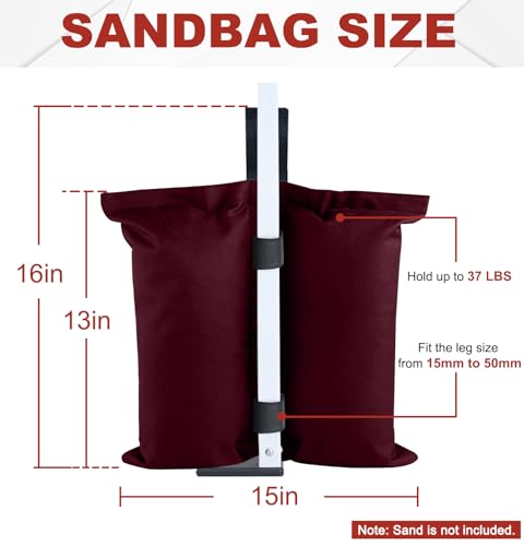 ABCCANOPY Canopy Weights 120 LBS Tent Sand Bags,4-Pack Burgundy(No Sand) - color: Burgundy, size: 120 LBS