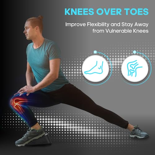 Squat Wedge Elevated Squats Block: Portable Knees Over Toes Ergonomic Equipment Calf Raise Exercise Platform for Full Range of Motion Improve Strength Stability and Mobility