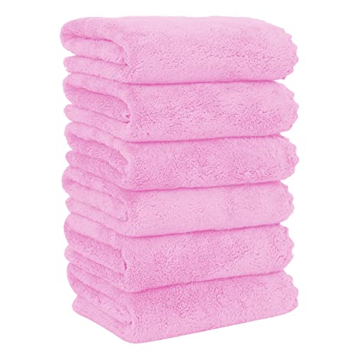 MOONQUEEN 6 Pack Premium Hand Towels - Quick Drying - Microfiber Coral Velvet Highly Absorbent Towels - Multipurpose Use as Hotel, Bathroom, Shower, Spa, Hand Towel 16 x 28 inches (Frozen Berry) - color: Frozen Berry, size: Hand Towels - 6 Pack