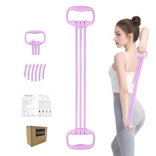 Figure 8 Resistance Band for Women 15-90LBS, Adjustable Resistance Bands with Handles for Arm Back Exercise, 6 Fitness Elastic Rope, Stretch Bands for Yoga, Pilates, Strength Training - color: purple