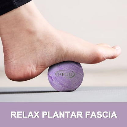 Massage Lacrosse Ball, 2.5 Inch Firm Solid Rubber Deep Tissue Ball for Myofascial Release, Plantar Fasciitis & Muscle Knot Relief, for Foot, Glutes, Shoulder Blades, Calves, 1 Count Purple-02 - color: Purple-02