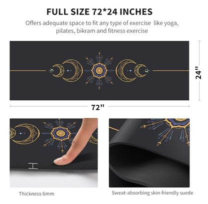 nuveti Yoga Mat Print Extra Thick TPE Non Slip Fitness Exercise Mat with Carrying Bag,72"x24" Extra Thick 6MM Exercise & Workout Mat for Yoga, Pilates Fitness and Floor Exercises - color: Grey