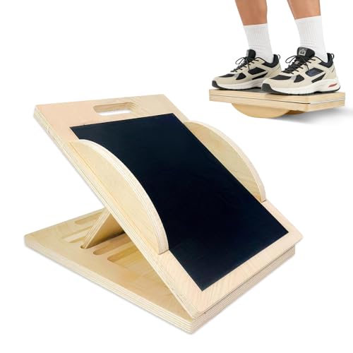 Slant Board with 6 Angles Converts to a Balance Board Premium Calf Stretcher & Wobble Board for Effective Stretching & Squats Exercise with Velour Surface