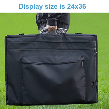 JJRING 24x36 Art Portfolio Tote Bag With Shoulder Strap, Black | Large Carrying Storage Case With Handle For Artwork, Posters, Canvas, And Drawing Boards - size: 24''*36''