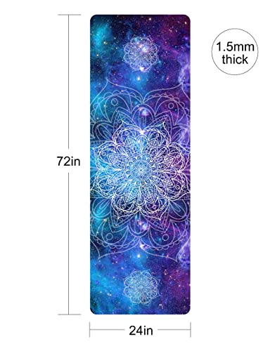 nuveti Printed Travel Yoga Mat 1/16 Inch Thick Non Slip Fitness Workout Mat | with Carrying Bag, Foldable Lightweight Suede & Natural Rubber Yoga Mat for Yoga Pilates and Fitness 72" L x 24" W x 1.5mm - color: JingMo