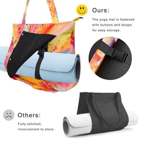 Yoga Mat Bag Yoga Bags and Carriers Fits All Your Stuff Yoga Tote Bag with Zipper Pocket Yoga Mat Carrier Pilates Bag Take in Out Mat Easily - color: Sunshine