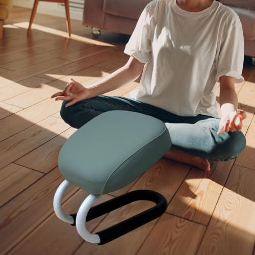 1 Kneeling Meditation Bench, Ergonomic Meditation Stool with Anti-Slip Pad, Metal Frame & PU Leather Sponge pad, Portable for Stretching Exercise, Mindfulness, Adults, Light Turquoise - color: Blue