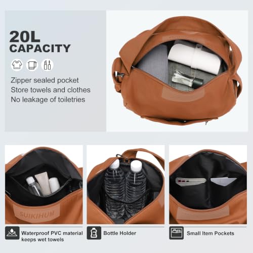 Womens Mini Gym Bag with Shoe Compartment 20L, Rust Orange - color: Rust Orange