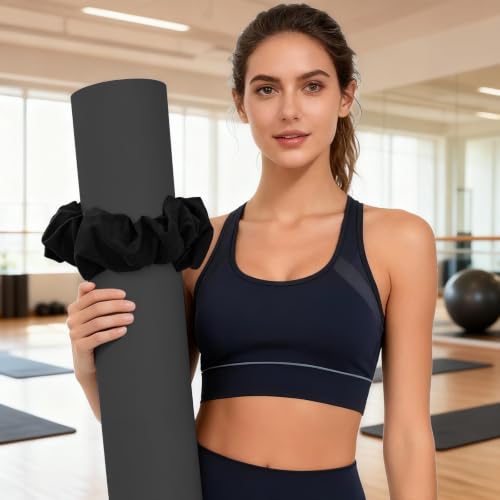 Yoga Mat Scrunchie - Stylish Holder, Durable & Elastic Fabric - Fits All Standard Mats (Mat Not Included) - color: Black