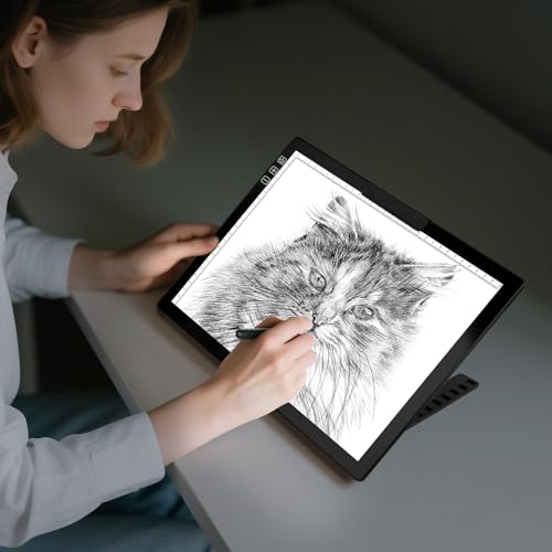 Rechargeable A4 Diamond Art Light Board with Stand, Tracing Light Box | Bylitodt 6 Brightness Artist Table with Clip, LightBoard for Drawing, Weeding Vinyl, Sketching, Diamond Painting Accessories - size: A4