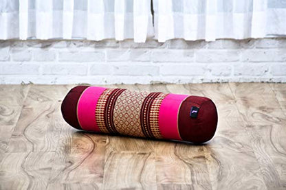 Leewadee Small Yoga Bolster – Shape-Retaining Cervical Neck Roll, Tube Pillow for Comfortable Reading, Kapok Filling, 22 x 6 x 6 inches - color: Sf29 - Auburn, Pink