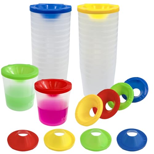 No Spill Paint Cups, 24pcs Paint Cups with Lids for Kids Suitable for Kids Paint, Spill Proof Paint Cups are Ideal for Classroom Art Supplies and Crafts, Durable Paint Cups with Lids(4 Colors)