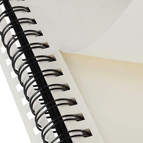 Creative Mark Double Wire Spiral Bound Field Sketch Book [160 Pages - 5 x 7], Black Embossed Leatherette Journal, Light Cream Acid-Free Paper, Perfect for Dry Media and Drawing - size: 5 x 7" - Single