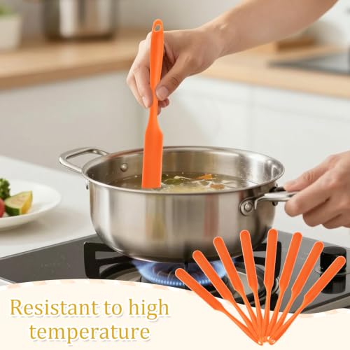 9 Pcs Silicone Jar Spatulas, Narrow Heat-Resistant Reusable Scraper, orange | Long Handle Kitchen Spatulas, Cake Cream Spatulas Set, Non-Stick Heat Resistant for Jam, Paint, Sourdough, Waxing, Resin - color: Orange