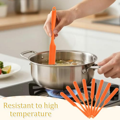 9 Pcs Silicone Jar Spatulas, Narrow Heat-Resistant Reusable Scraper, orange | Long Handle Kitchen Spatulas, Cake Cream Spatulas Set, Non-Stick Heat Resistant for Jam, Paint, Sourdough, Waxing, Resin - color: Orange