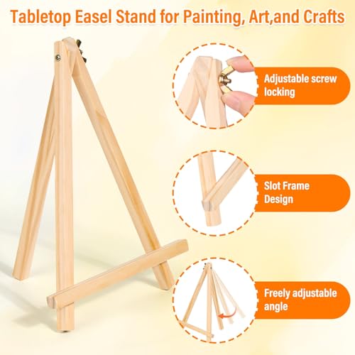 Canvas Painting Party Kit for Adults, 24 Pack 8 x 10 Inch Canvas Boards and Wooden Easels Stands for Group Painting Sip and Paint Night - style: Canvas and Easel 24