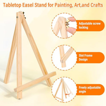 Canvas Painting Party Kit for Adults, 24 Pack 8 x 10 Inch Canvas Boards and Wooden Easels Stands for Group Painting Sip and Paint Night - style: Canvas and Easel 24