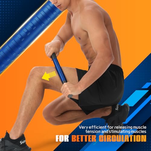 Muscle Roller Stick,17" Massage Roller for Muscle Deep Tissue Massage Blue - color: Blue