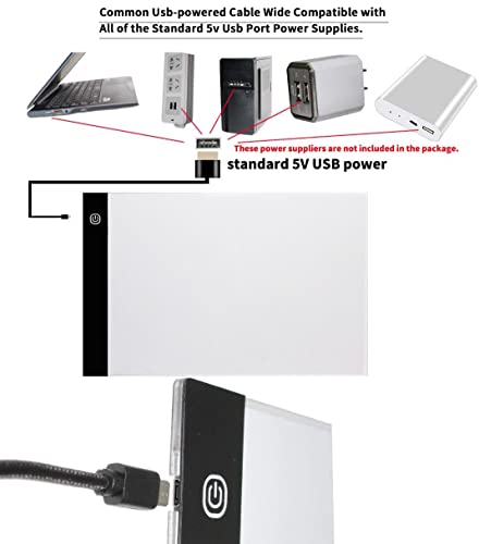 A4 Light Box for Tracing Pad, Bright Light Pad Art Light Board for Diamond Painting, Weeding Vinyl, Lightbox for Tracing and Drawing, Led Tracer Pads Artists Light Boxes, Drafting Lightpad Lightboard
