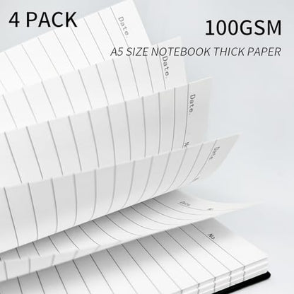 Spiral Notebook A5 Lined Notebook 4 Pack | College Ruled Hardcover Notebook Thick Paper Notebook Hardcover Journal for School, Office,Study and Notes - size: A5, style: LINED NOTEBOOK