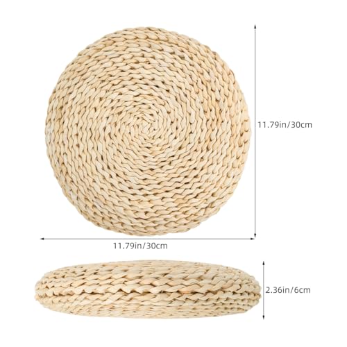 Holibanna Round Straw Weave Cushion Handmade Tatami Floor Pillow for Meditation Yoga Seat Mat Windowsill Seat 11.81 X 11.81 X 7.08 in 3 Pack