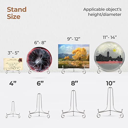 TR-LIFE Plate Stands for Display - 10 Inch Holder + Metal Easel Stand for Picture Frame, Decorative Plates, Photo, Book, Collectibles (Silver 2 Pack) - size: 10 Inch