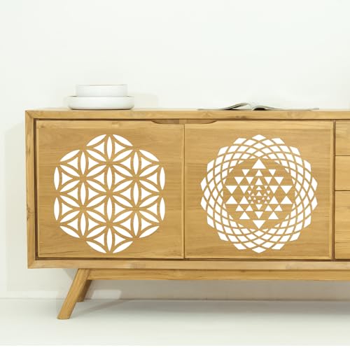 Sacred Geometry Stencil 8inch Metatron's Cube/The Flower of Life Stencils | Reusable Stencils for Crafts Drawing Templates for Wall Canvas Paper Art Crafts - style: Sacred Geometric