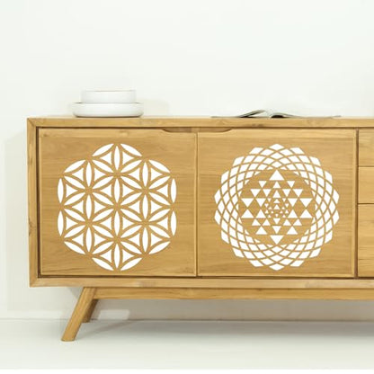 Sacred Geometry Stencil 8inch Metatron's Cube/The Flower of Life Stencils | Reusable Stencils for Crafts Drawing Templates for Wall Canvas Paper Art Crafts - style: Sacred Geometric