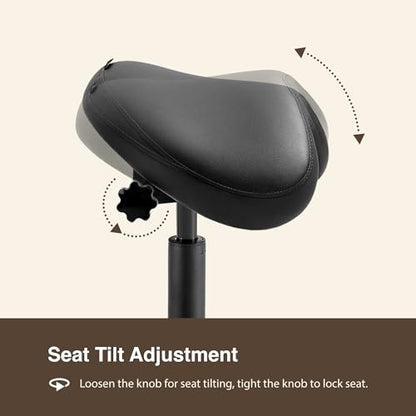 Ergonomic Saddle Chair, Adjustable Rolling Stool with Forward Tilt - color: Black