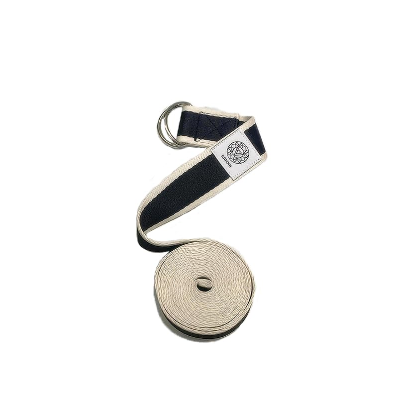 Yoga Strap for Stretching, Exercise, Flexibility Training, Durable Cotton with Double D-Ring, Improves Flexibility for Yoga, Workout, Pilates. - color: Black&White