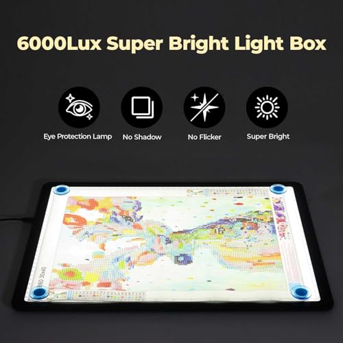 Heanolier A3 Artist tracing Light Box Copy Table,(18.2" L x 13.4" W) Super Bright Magnetic Light Pad with Side Buttons,USB-C Power Dimmerable Light Board for Diamond Painting,Tattoo Drawing,Sketching - color: Black, size: A3 without Bag