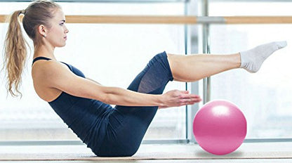 MoldFun Mini Yoga Pilates Ball 10 Inch for Stability Exercise Training Gym Anti Burst and Slip Resistant Balls with Inflatable Straw - color: Pink