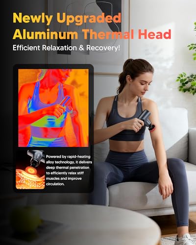 arboleaf Mini Massage Gun with Heat, Percussion for Pain Relief, Portable - color: Carbon Gray