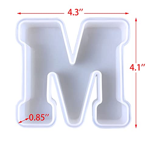4 inch 26 Pack English Letter Silicone Mold - Alphabet Capital & Large Letter Resin Casting Mold - color: letter-4inch-26-pack