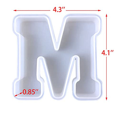 4 inch 26 Pack English Letter Silicone Mold - Alphabet Capital & Large Letter Resin Casting Mold - color: letter-4inch-26-pack