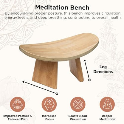 Ergonomic Wooden Meditation Bench for Seiza & Yoga Practice - Natural Portable Kneeling Seat for Travel & Prayer