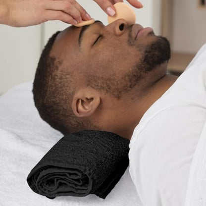 Reed&Pick 24 Pack Black Hand Towels 100% Cotton Spa Towels 16x26 inches Highly Absorbable Facial, Gym, Hair and Face Towels in Bulk - color: Black, size: 16x27 Pack of 24