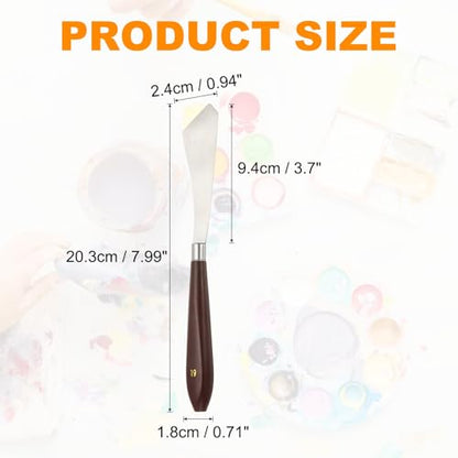 HARFINGTON 5pcs Palette Knife Painting Tool 3.7"x0.94" Red/Silver | Stainless Steel, Art Spatula Pallet Knives Scrapers Tools, with Plastic Handle, for Acrylic Oil Canvas Mixing Spreading