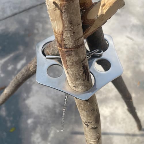 Stainless Steel Camping Tripod Board,Turn Branches into Campfire Tripod | Campfire Support Plate with Adjustable Chain for Hanging Cookware,Rustproof,Portable Camping Gear - color: Plus-2