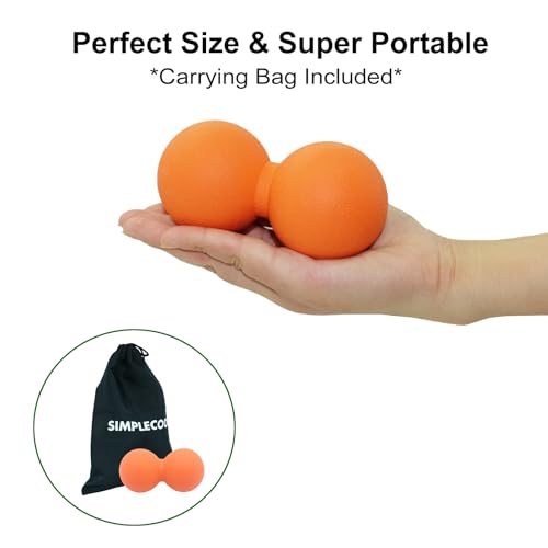 Hard Peanut Massage Ball, Double Lacrosse Massage Ball. Deep Tissue Massager Mobility Roller for Physical Therapy Myofascial Release Trigger Point Muscle Relax Pain Relief Acupressure (Orange) - color: Orange