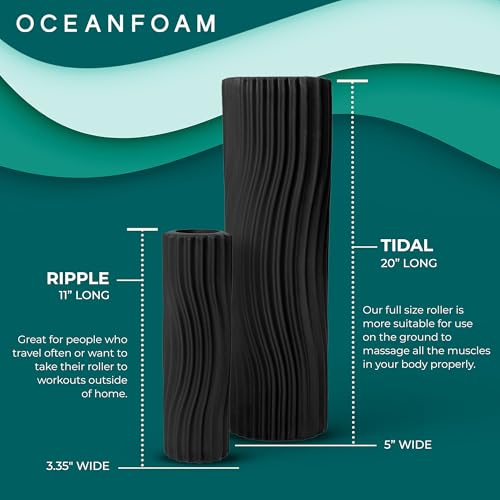 Oceanfoam Tidal Roller - Charcoal - Muscle Massage Foam Roller for Back Pain & Stretching - Firm and Ergonomic Wide Wave Textured - Yoga, Athletics, & Wellness - Full Size, 20" x 5" - color: Charcoal