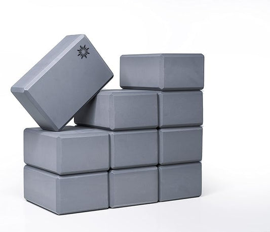 Bulk 4in Foam Yoga Blocks, 10 Pack | Workout Block for Stretching, Pilates, and Workout, Firm and Supportive Exercise Blocks for Home, Schools, and Studios - color: Cool Gray
