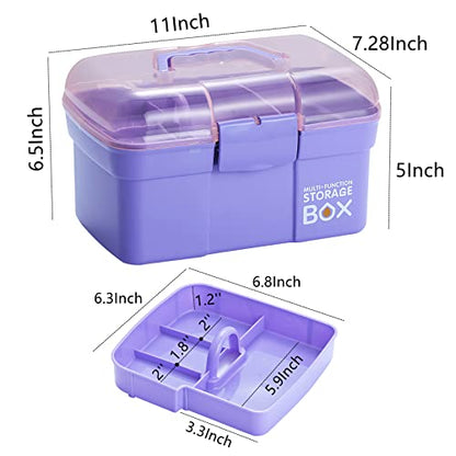 Kinsorcai 11'' Plastic Box Organizer with Removable Tray, Sewing Box Organizer (Purple) - color: Purple