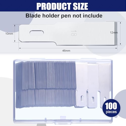 Hobby 100 Pieces Knife Blades #18 Chisel Wood Chisel Blade Precision Knife, 1/2 Inch Carbon Steel Heavy Duty Craft Knives for Chiseling, Shaving or Cutting Layers