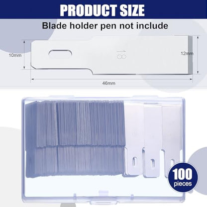 Hobby 100 Pieces Knife Blades #18 Chisel Wood Chisel Blade Precision Knife, 1/2 Inch Carbon Steel Heavy Duty Craft Knives for Chiseling, Shaving or Cutting Layers