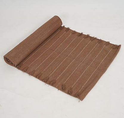 Indian Handmade 100% Organic Cotton Yoga Mat, Hand Woven Rug, Yoga Mat For Everyday Fitness at Home Comfortable Foldable Long Mat - color: Brown