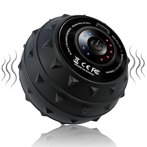 5-Speed Vibrating Massage Ball: Silicone Electric Massager with Auto Shut-Off, Physical Therapy Ball for Fitness, Mobility, and Relaxation, Wellness Gift (Black) - color: Black